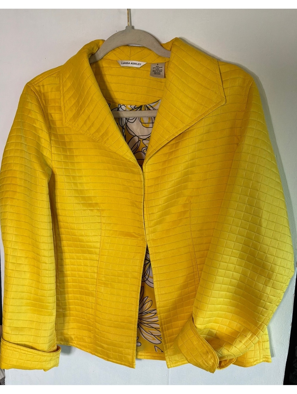 Laura Ashley yellow textured jacket size Small